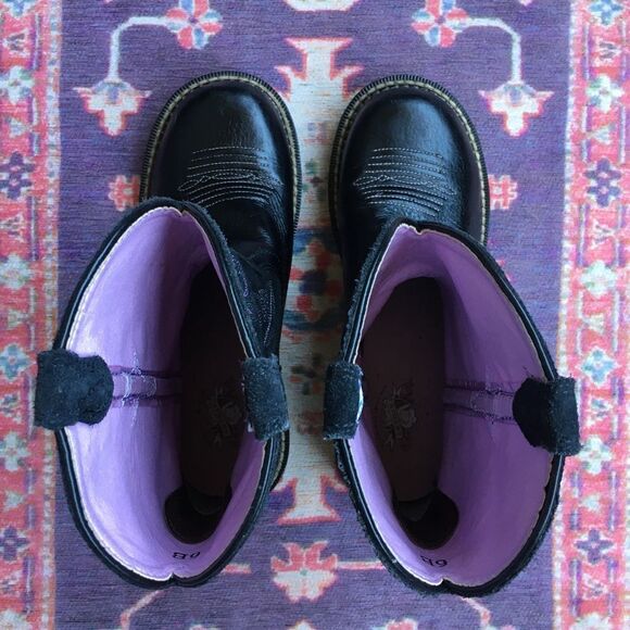 Ariat Black Leather Boots with Purple Stitching - Picture 9 of 16